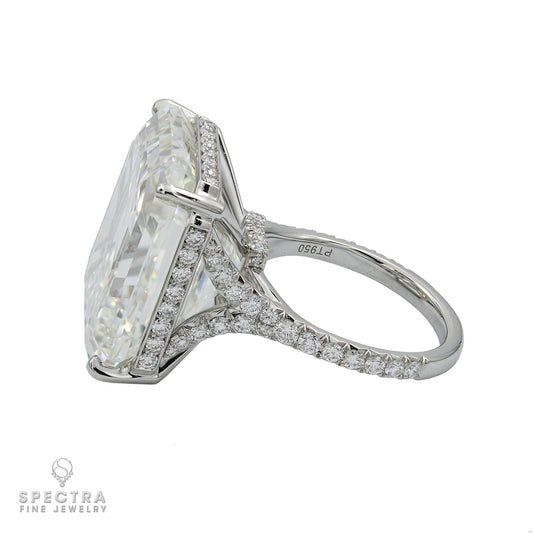Spectra Fine Jewelry 30.53ct Emerald cut Diamond Platinum Ring