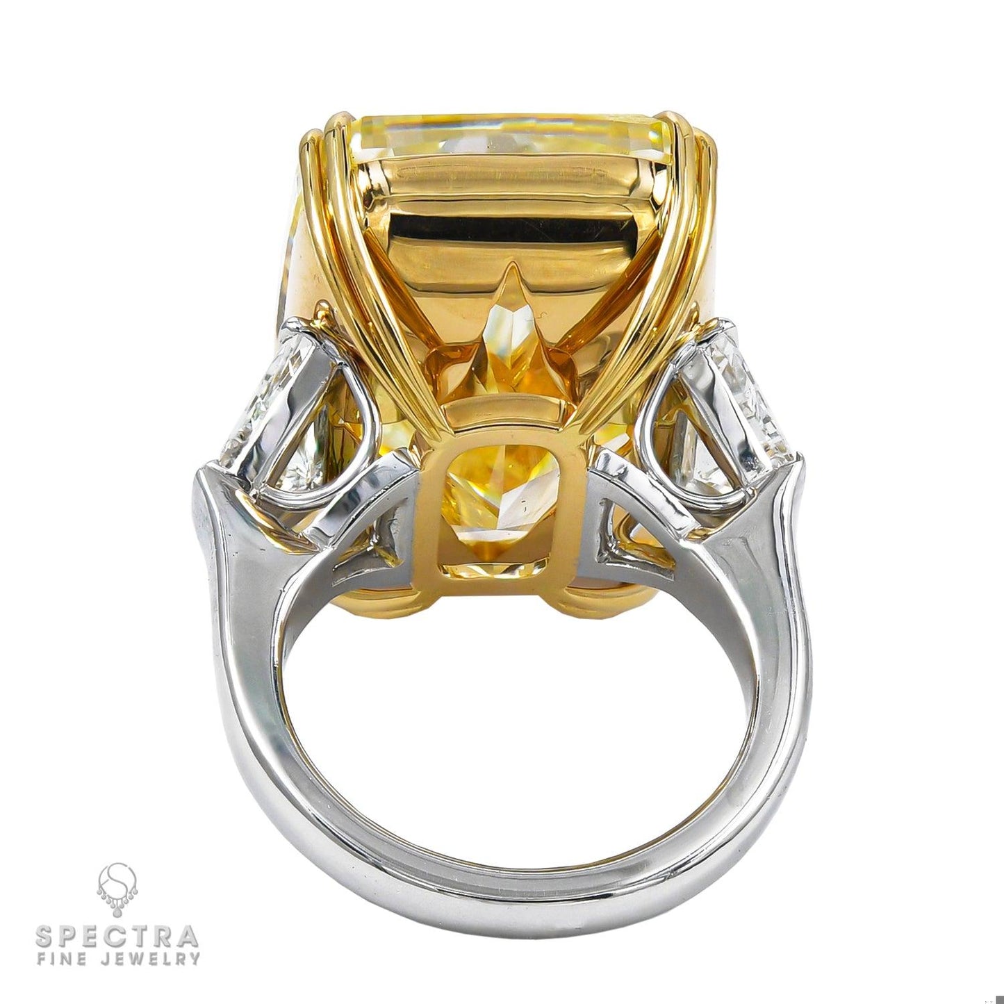 Spectra Fine Jewelry 35.52ct Cushion Fancy Yellow Diamond Ring