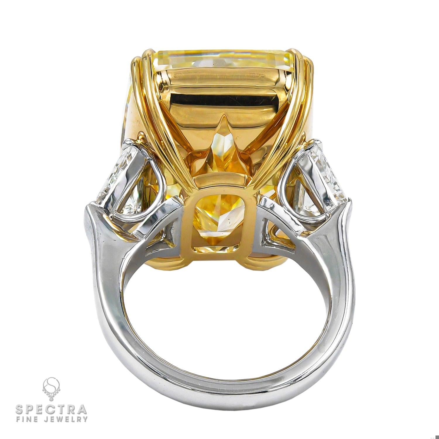 Spectra Fine Jewelry 35.52ct Cushion Fancy Yellow Diamond Ring