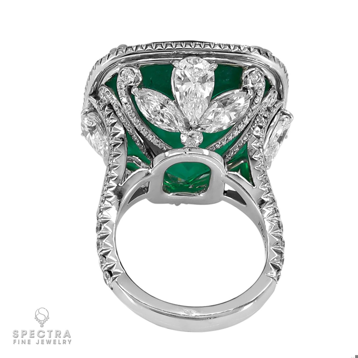 Spectra Fine Jewelry 36.29 cts. Colombian Emerald Diamond Cocktail Ring