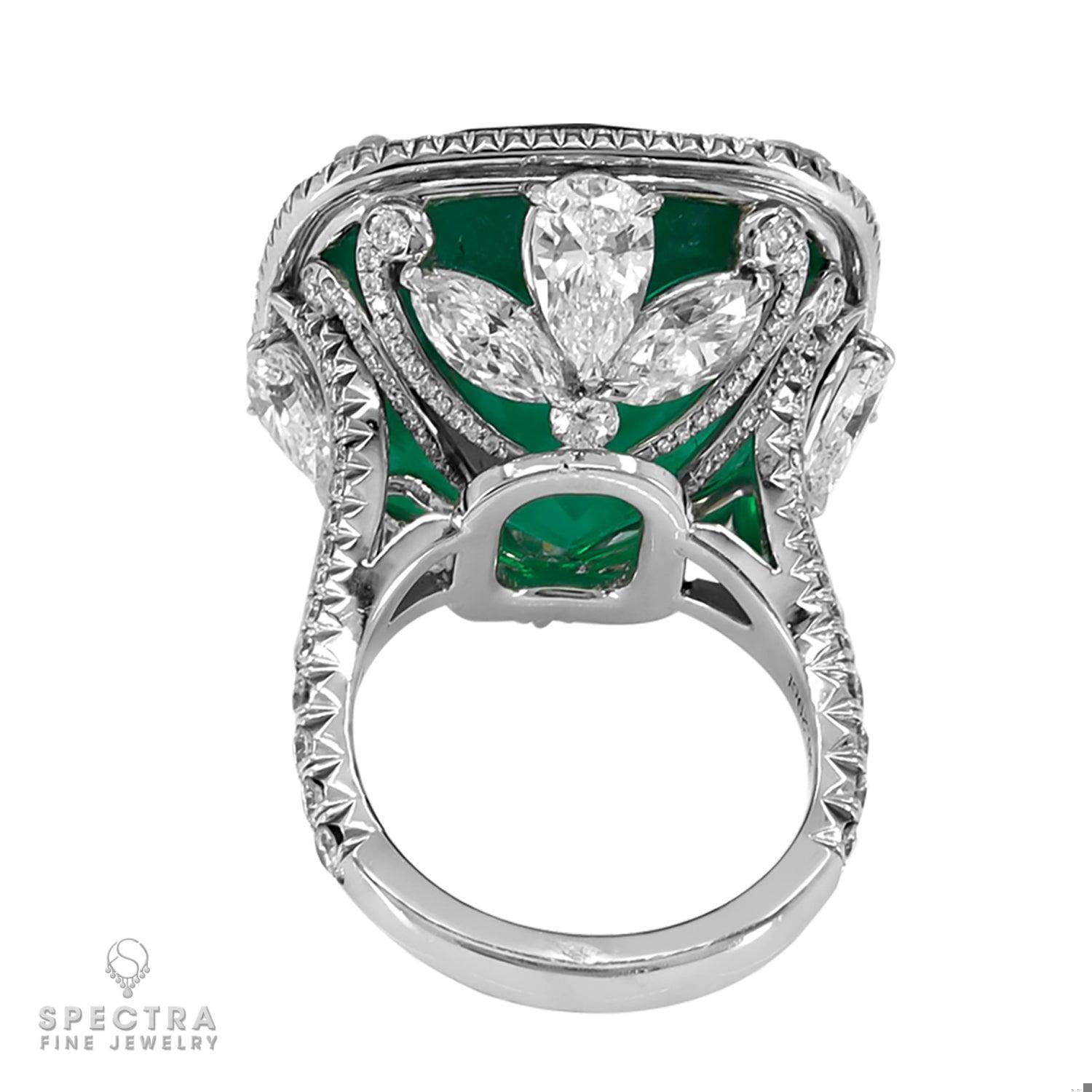 Spectra Fine Jewelry 36.29 cts. Colombian Emerald Diamond Cocktail Ring