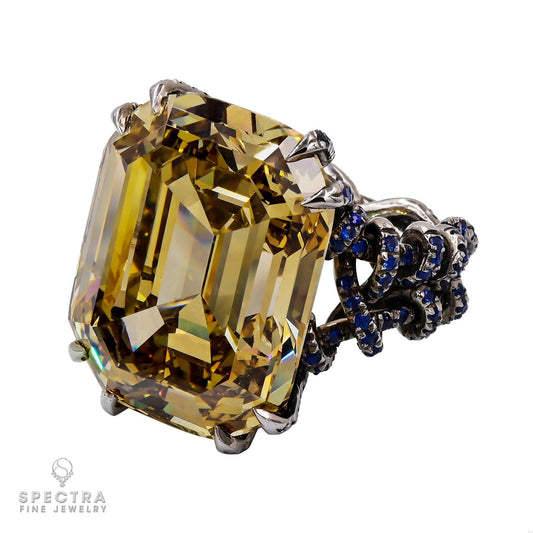 Spectra Fine Jewelry 36.46 ct Emerald Cut Fancy Diamond Cocktail Ring