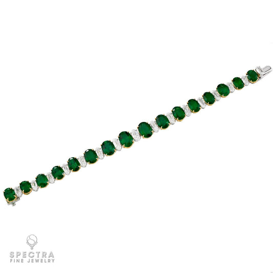 37.24ct Emerald and Diamond Bracelet in 18K Gold – Spectra Fine Jewelry