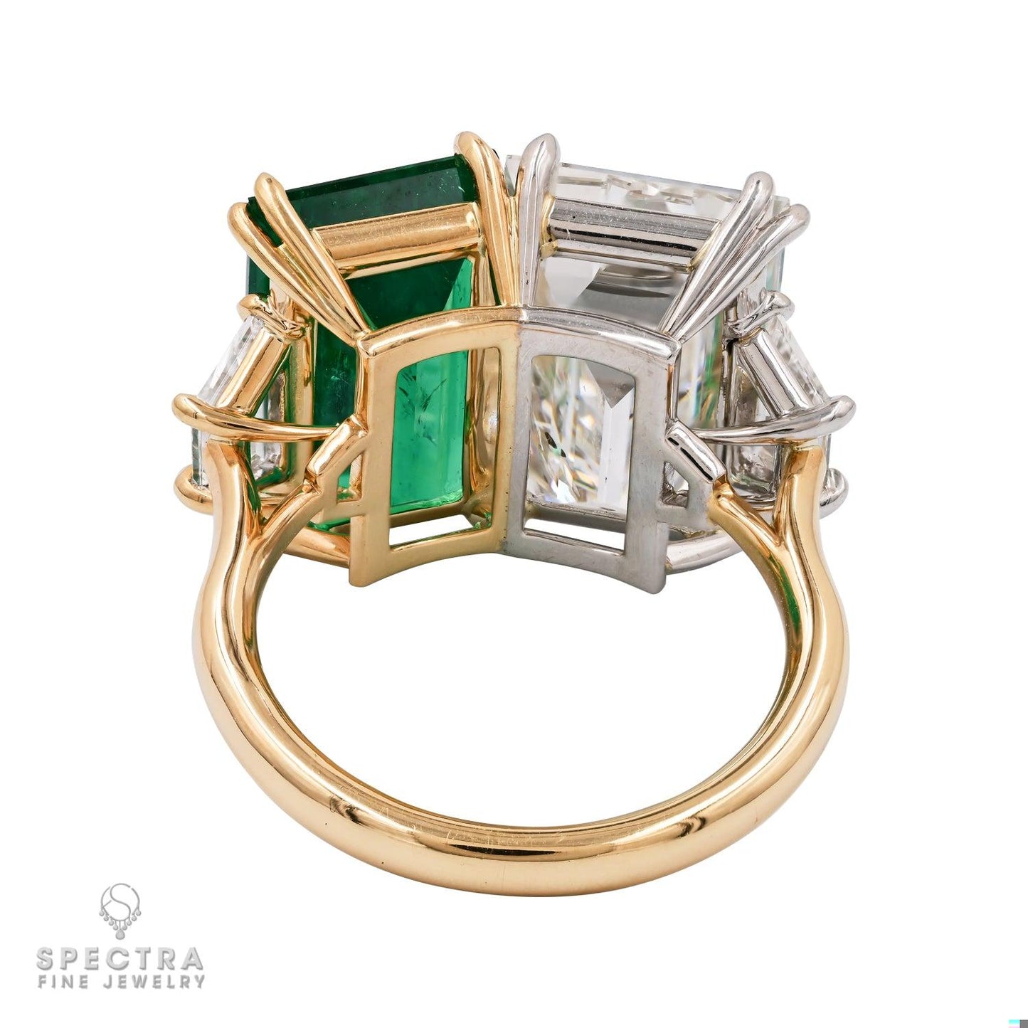 Spectra Fine Jewelry 4.89ct. Emerald and 7.79ct.Diamond Twin Ring