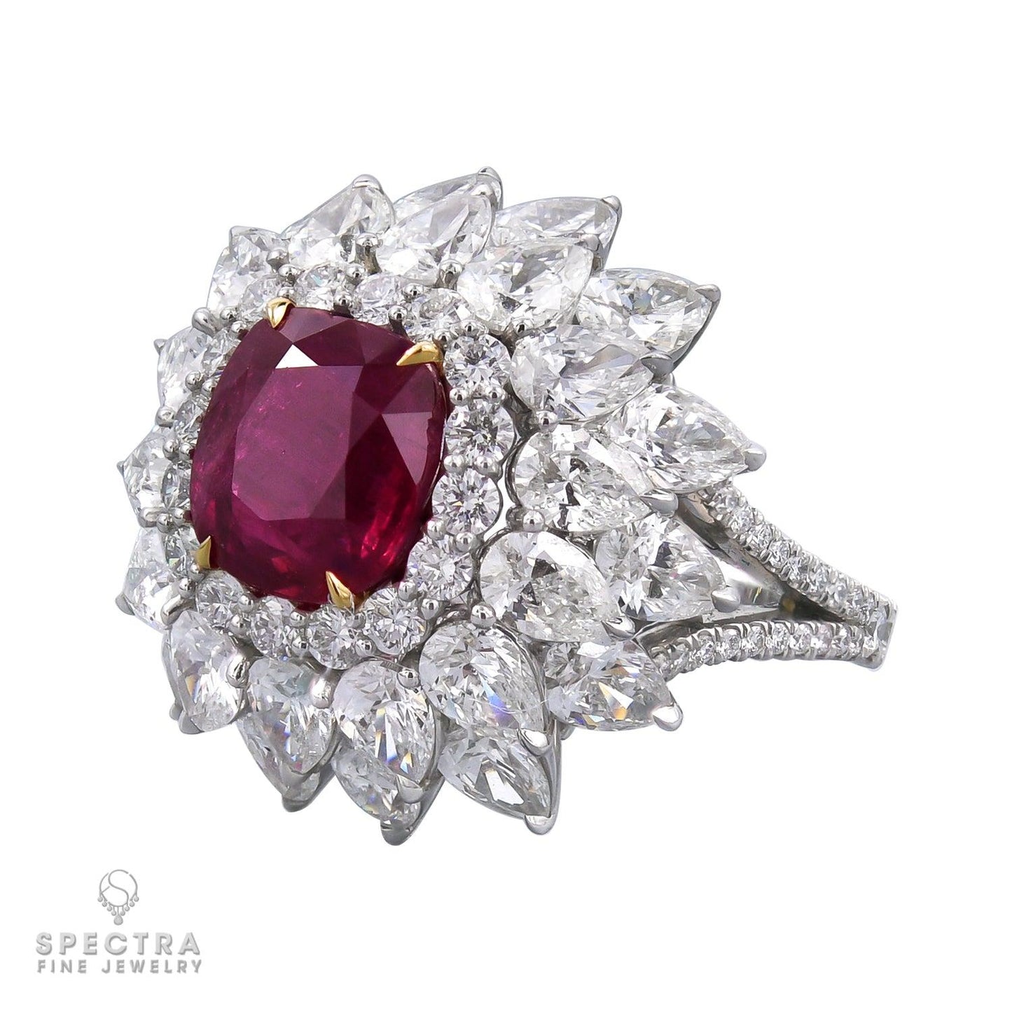 Spectra Fine Jewelry 5.02ct Ruby Diamond Halo Cocktail Engagement Ring