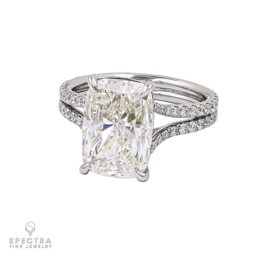 Spectra Fine Jewelry 5.04ct Cushion Cut  Diamond Double Shank Ring