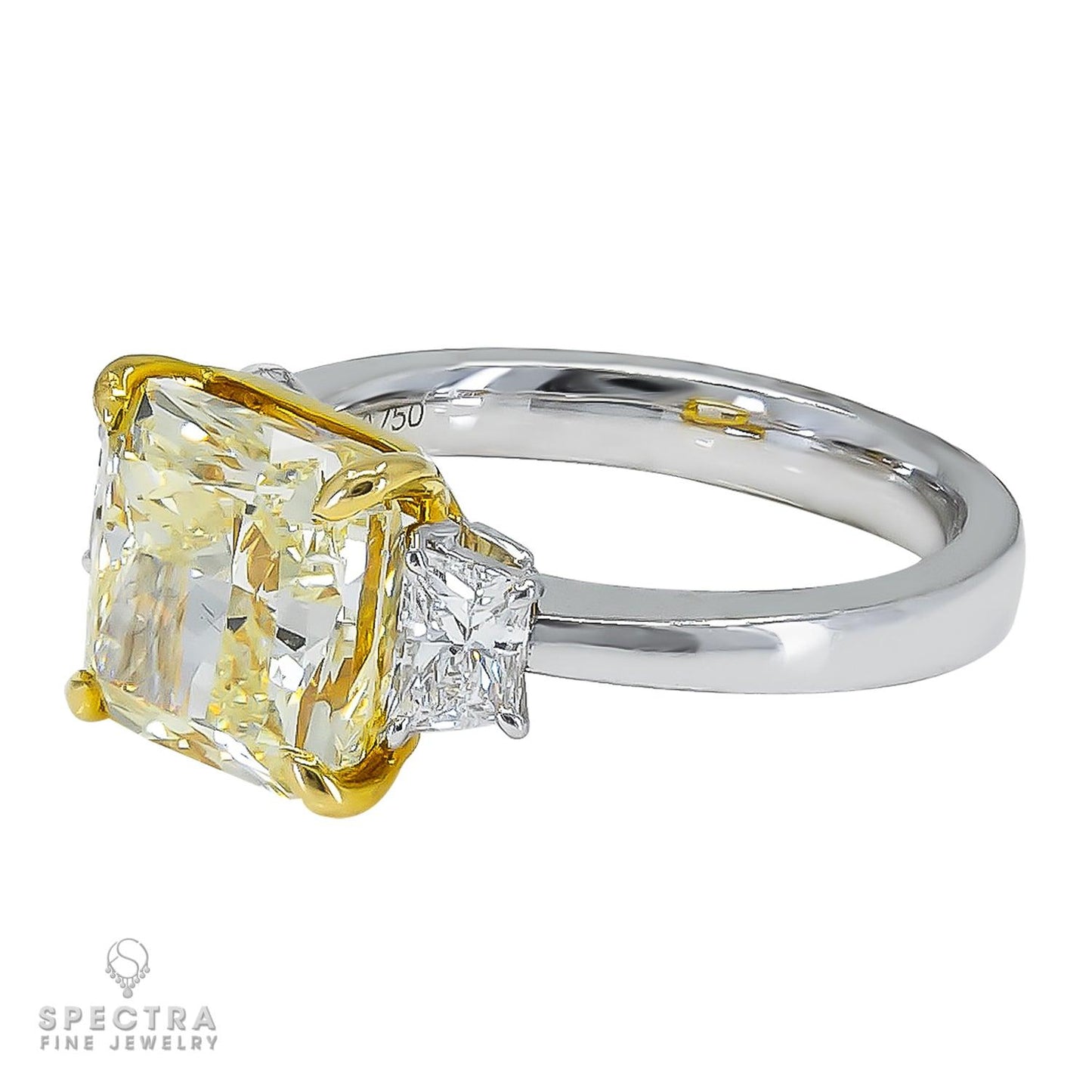Spectra Fine Jewelry 5.05 Carat Fancy Intense Yellow Diamond Engagement Ring