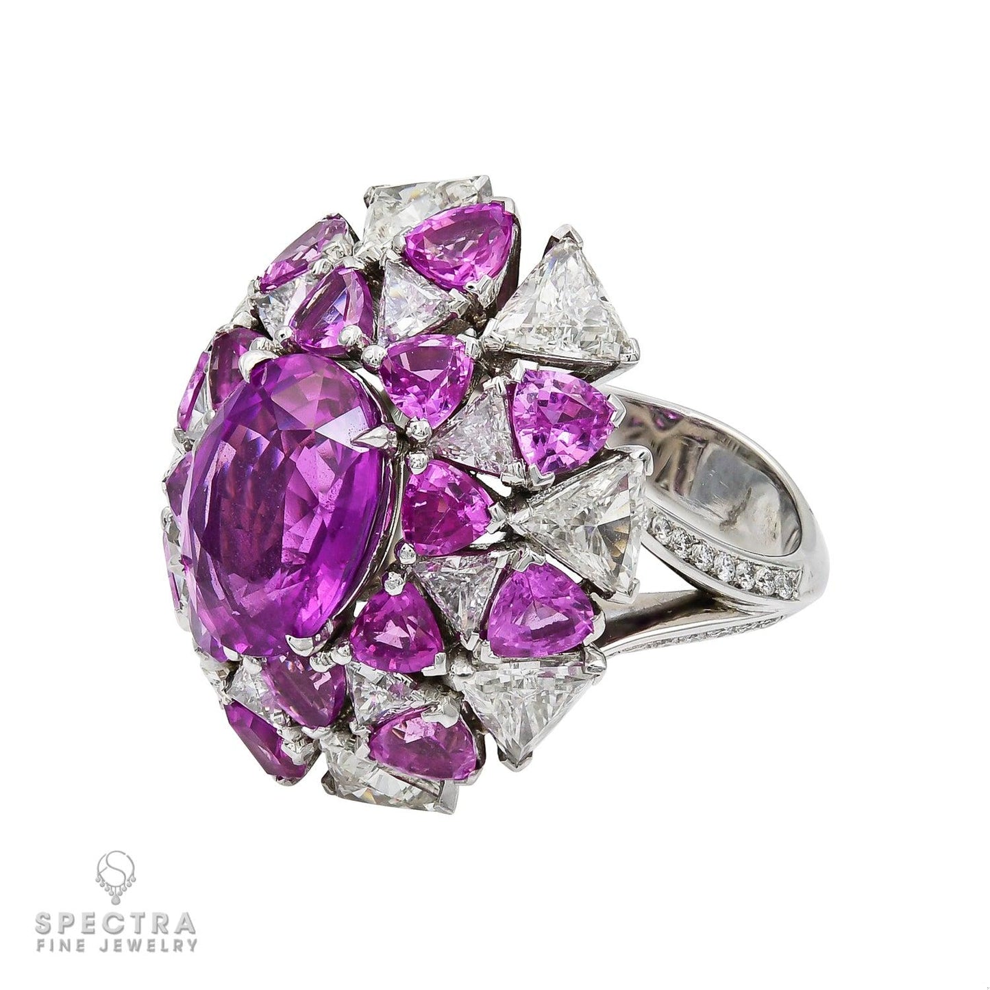 Spectra Fine Jewelry 5.07ct Oval Pink Sapphire Diamond Ring
