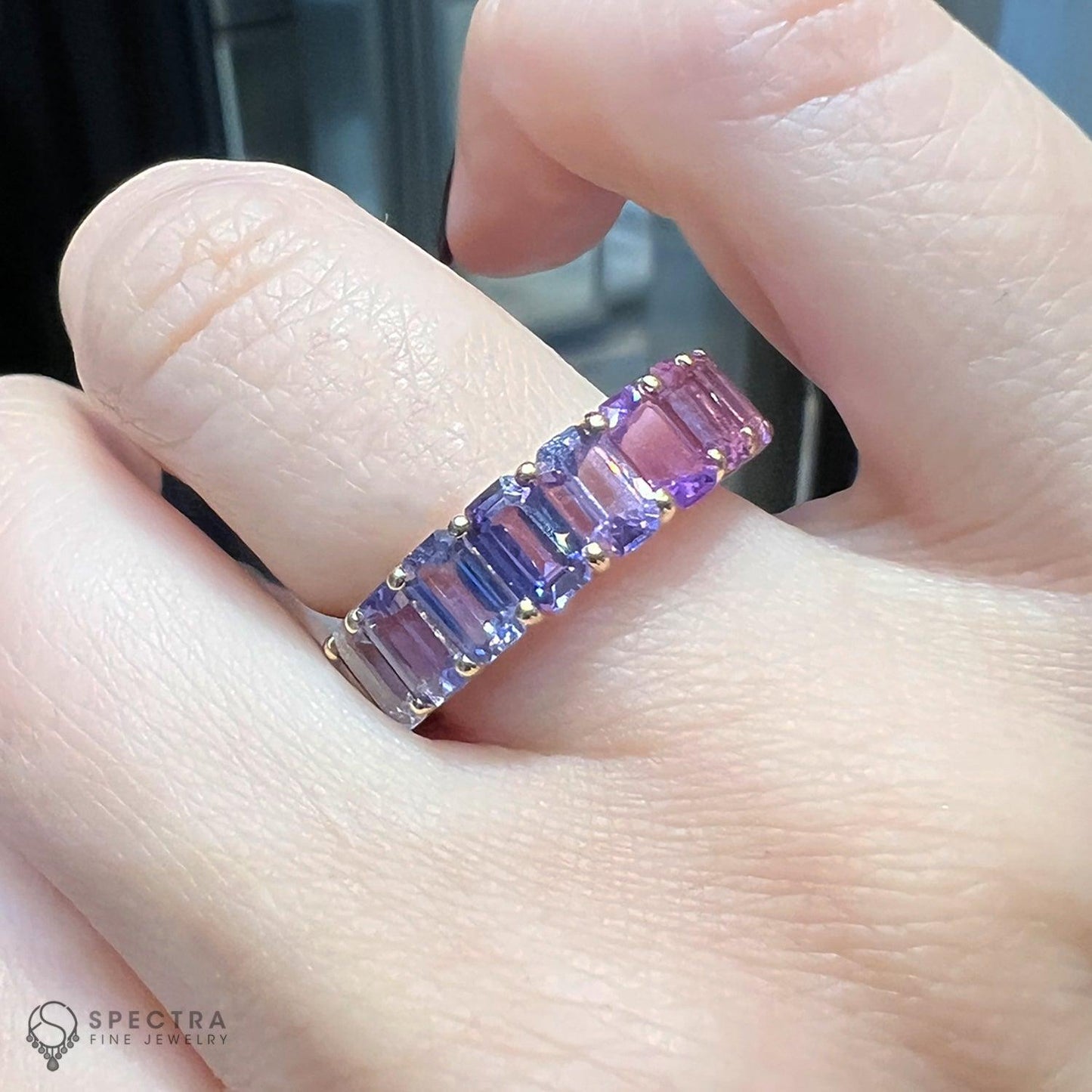 Spectra Fine Jewelry 8.19cts Multi-Color Sapphire Eternity Band