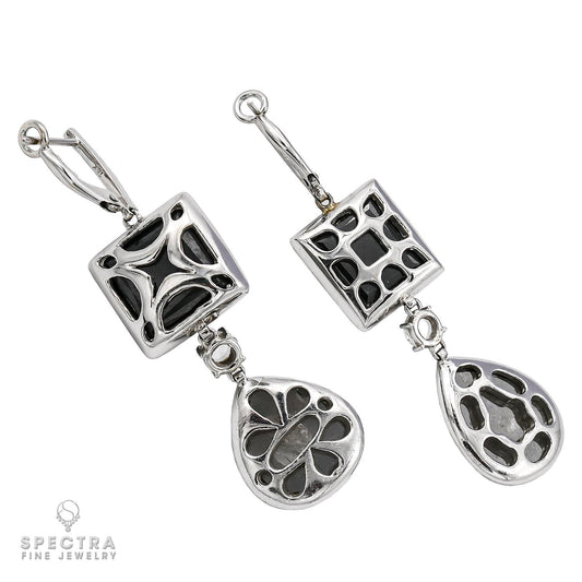 Spectra Fine Jewelry Black Grey Diamond Two Tier Drop Earrings