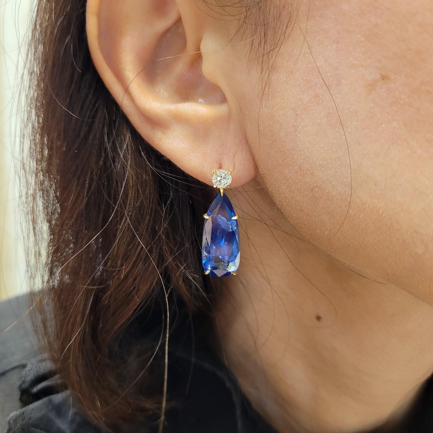 Spectra Fine Jewelry Burmese Blue Pink Sapphire Diamond Drop Earrings