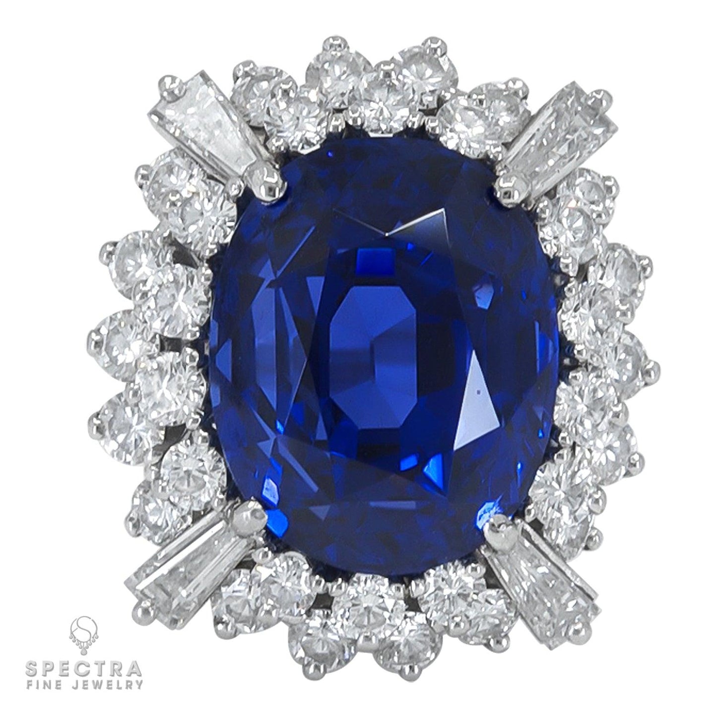Spectra Fine Jewelry Ceylon Sapphire Diamond Halo Cocktail Engagement Ring 19.28