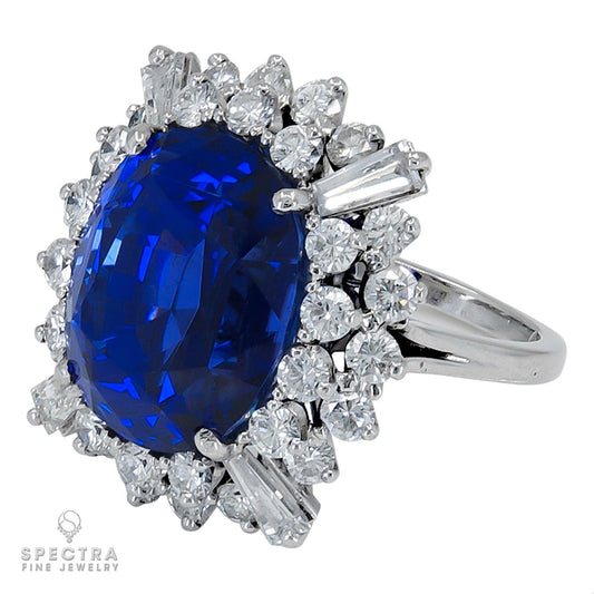 Spectra Fine Jewelry Ceylon Sapphire Diamond Halo Cocktail Engagement Ring 19.28
