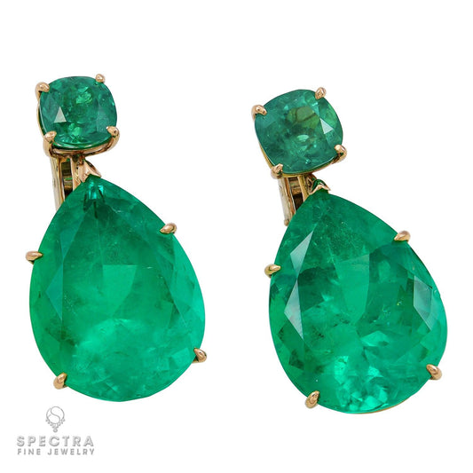 59.0ct Colombian Emerald Drop Earrings | Spectra Fine Jewelry