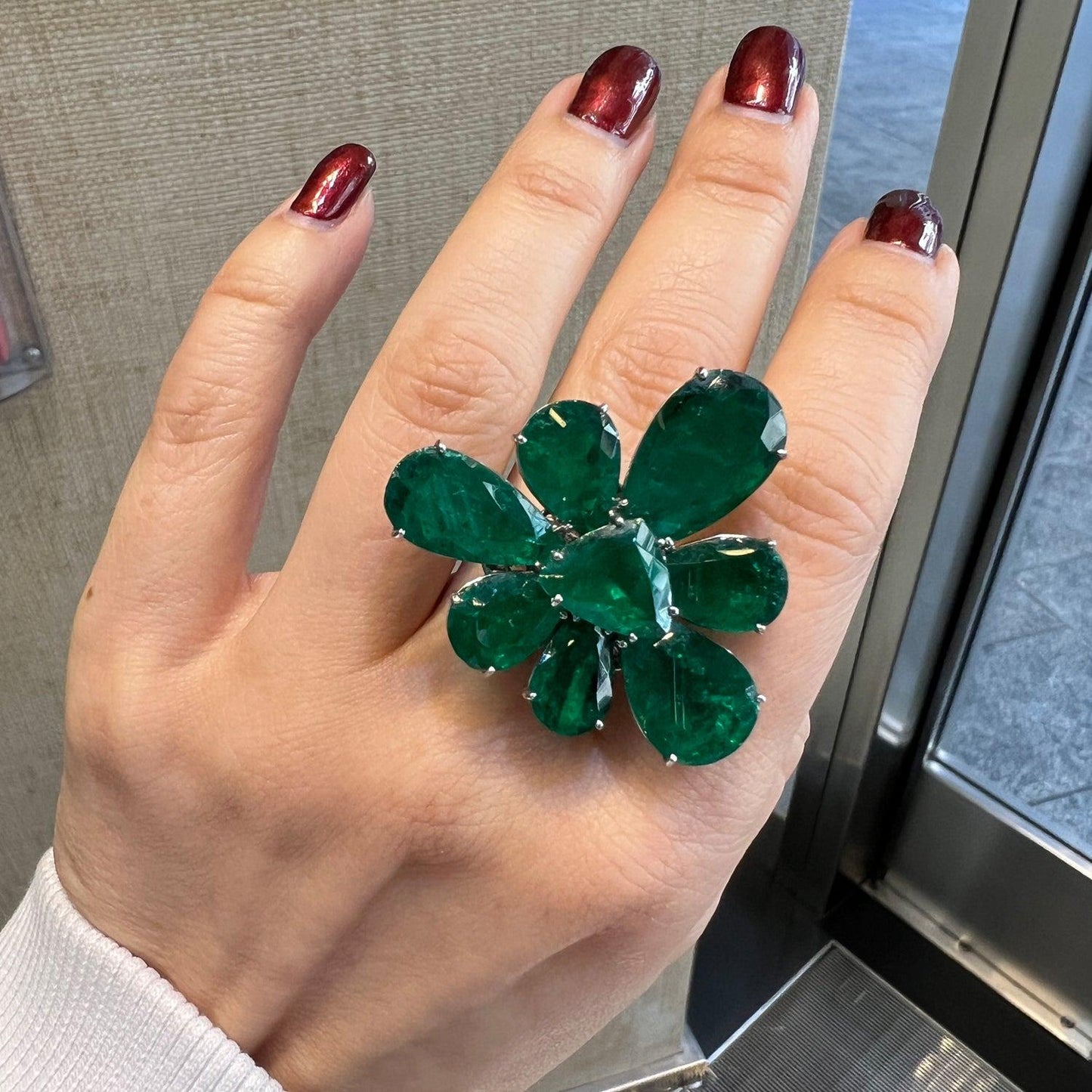 Spectra Fine Jewelry Colombian Emerald Convertible Cluster Ring Pendant