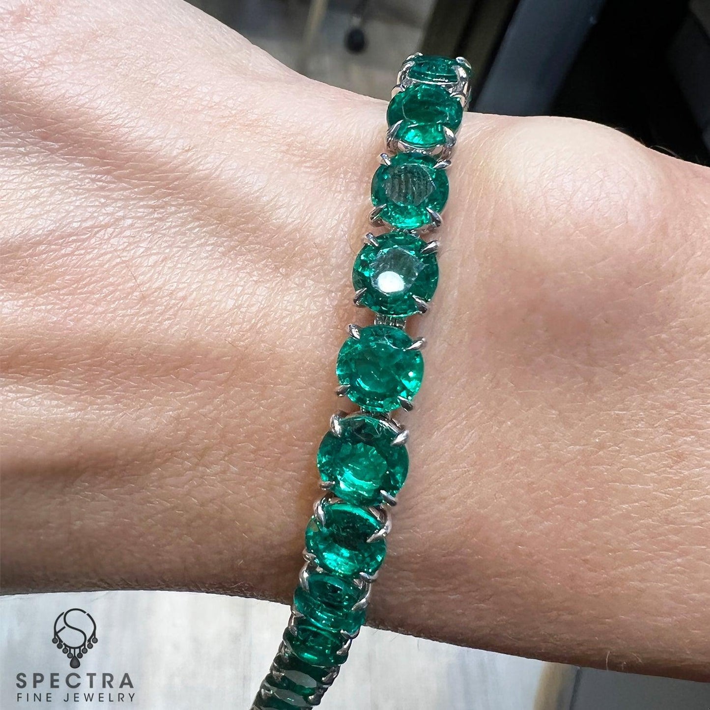 Spectra Fine Jewelry Colombian Emerald Tennis Bracelet 19.19ct