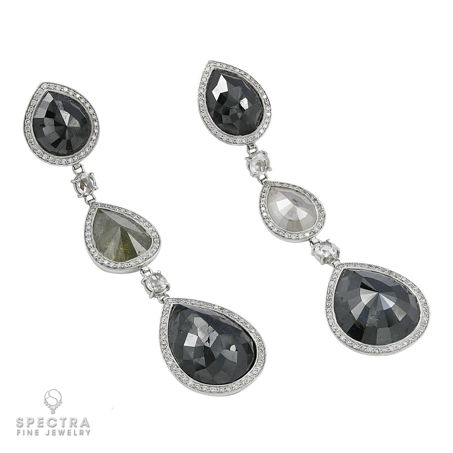 Spectra Fine Jewelry Color Diamond Platinum Hanging Earrings
