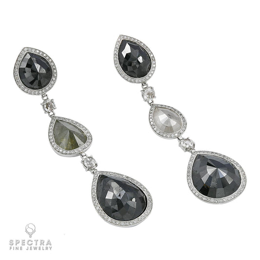 Diamond Hanging Earrings in Platinum – Estate Fine Jewelry