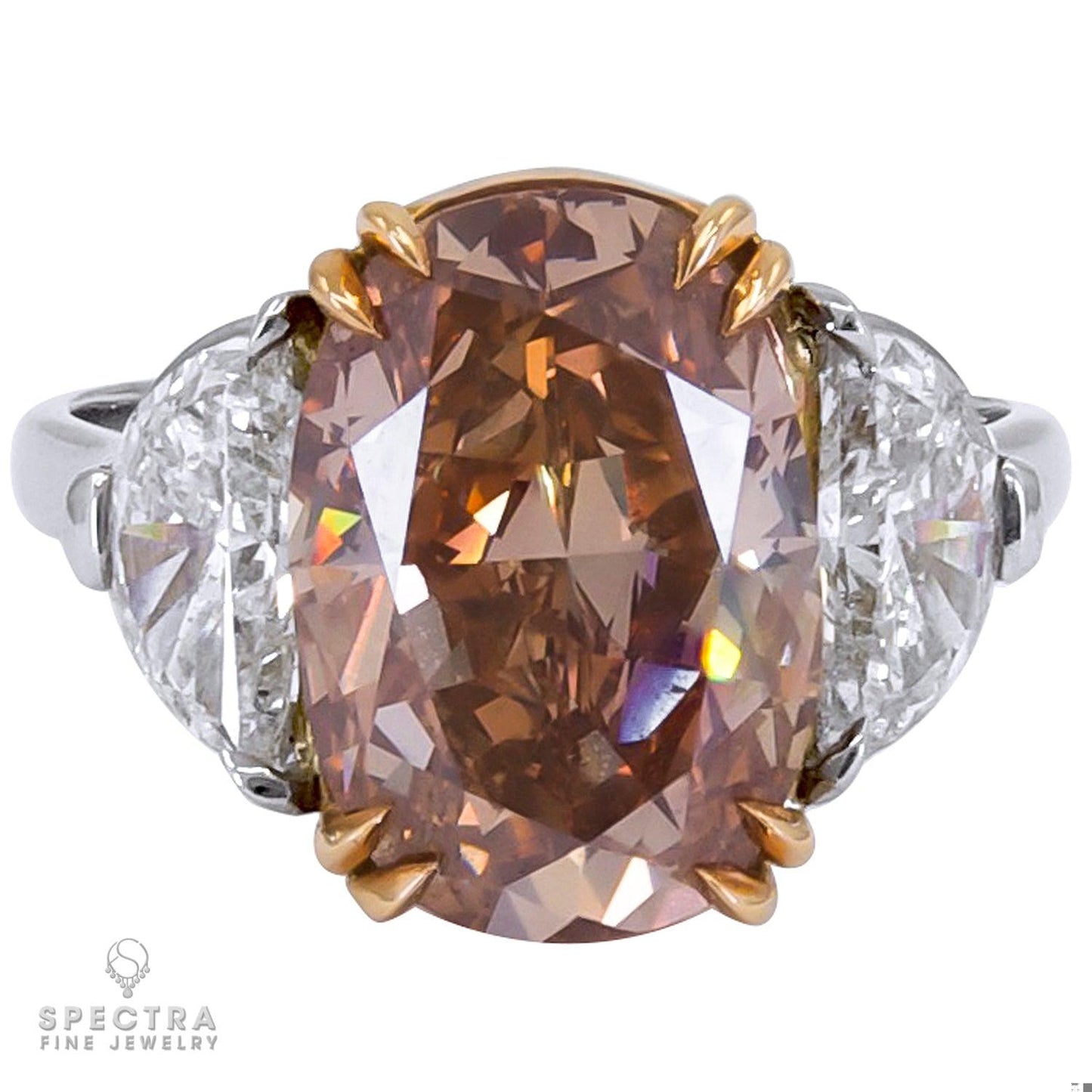 Spectra Fine Jewelry 5.16ct Fancy Brown-Orange Diamond Platinum & 18K Gold Ring