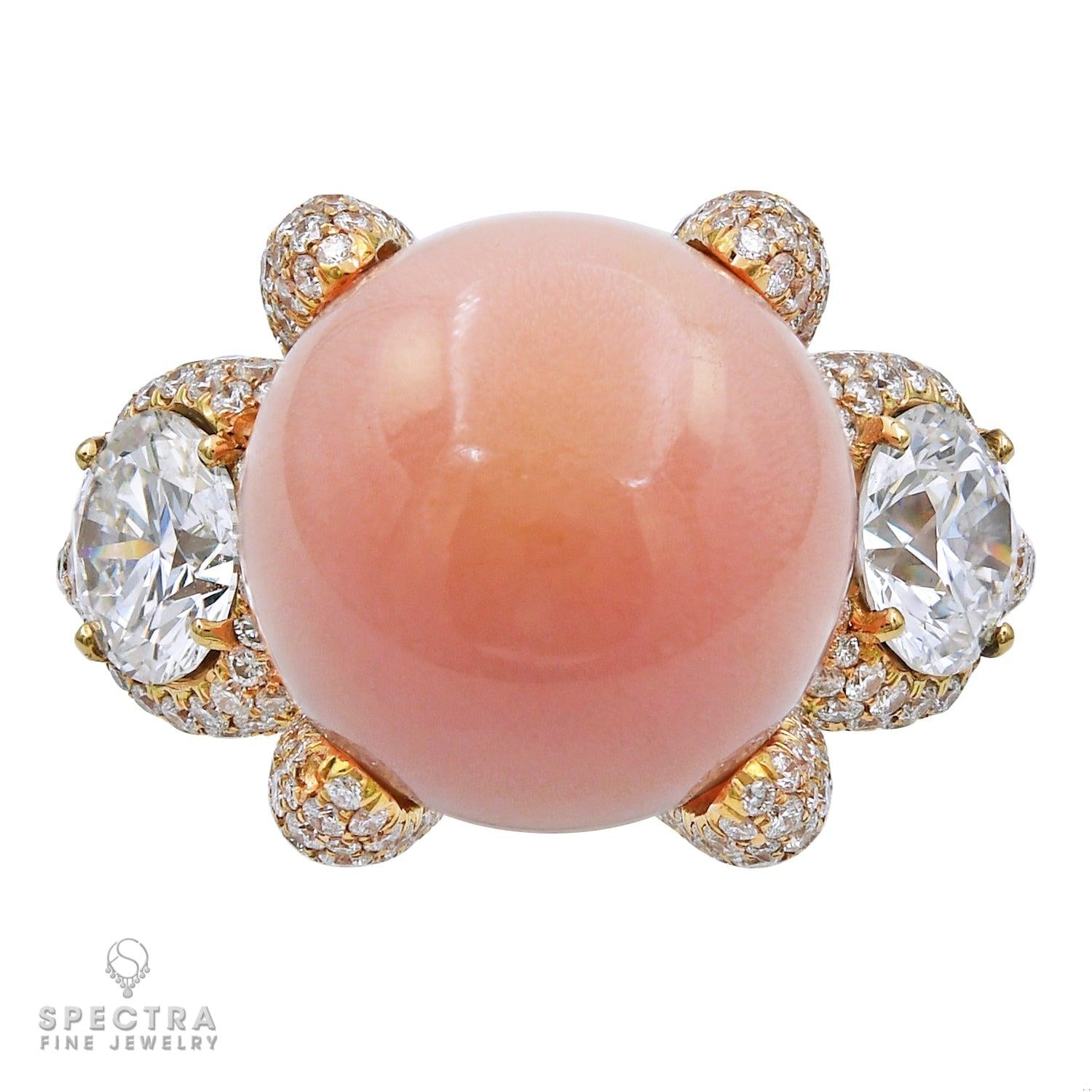 Spectra Fine Jewelry Conch Pearl Diamond Cocktail Ring in 18k Yellow G