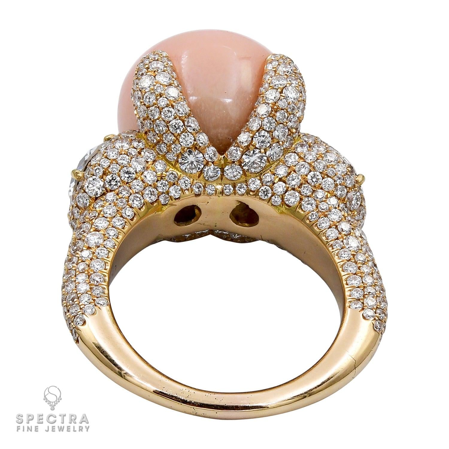 Spectra Fine Jewelry Conch Pearl Diamond Cocktail Ring in 18k Yellow Gold