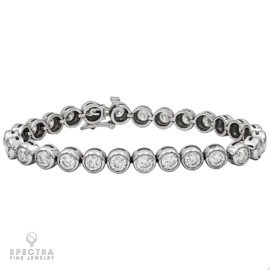 10.32 ct Diamond Bezel Tennis Bracelet in 18K White Gold – Spectra Fine Jewelry