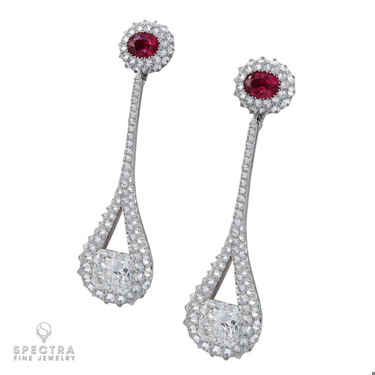 Spectra Fine Jewelry Diamond Burmese Ruby Drop Earrings