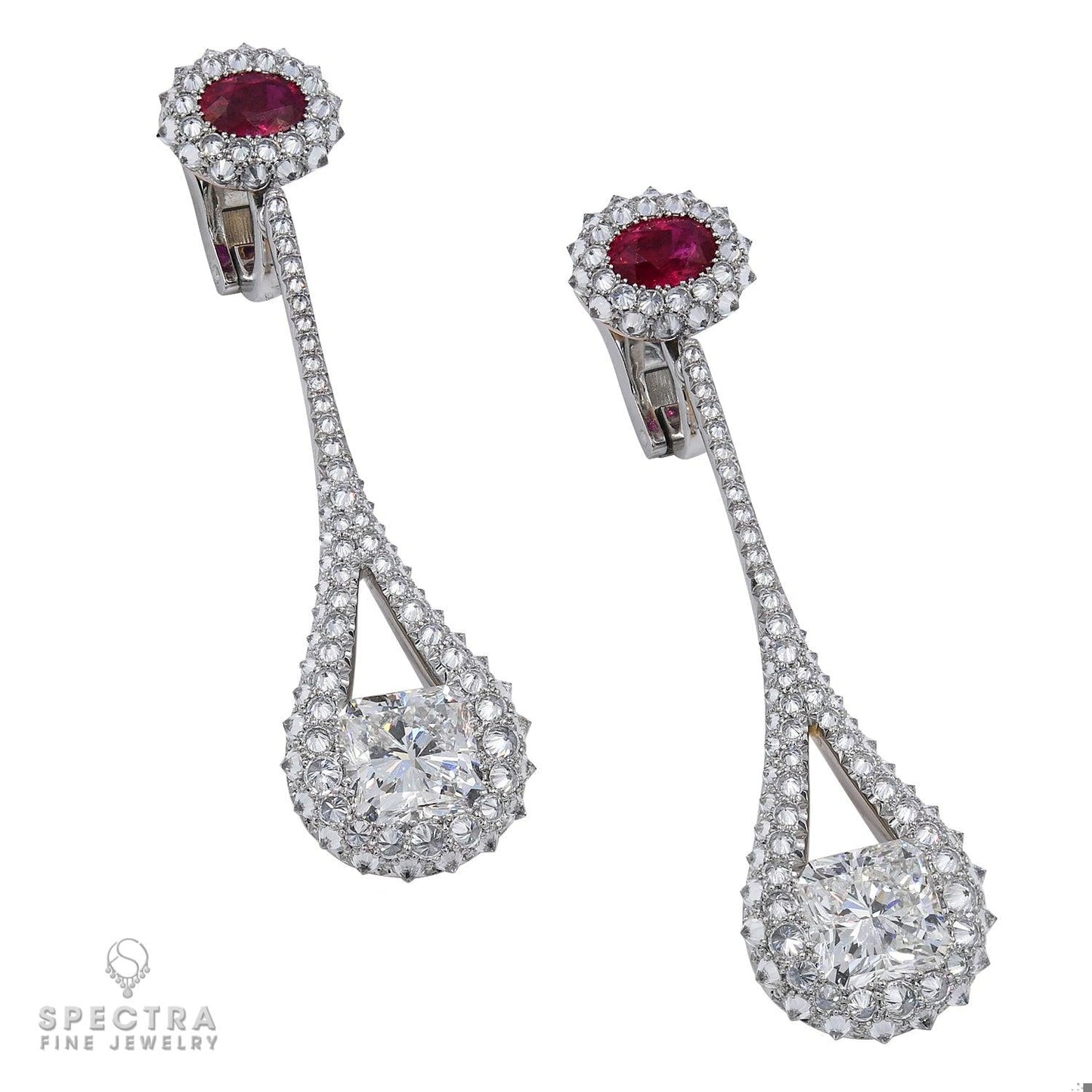 Spectra Fine Jewelry Diamond Burmese Ruby Drop Earrings