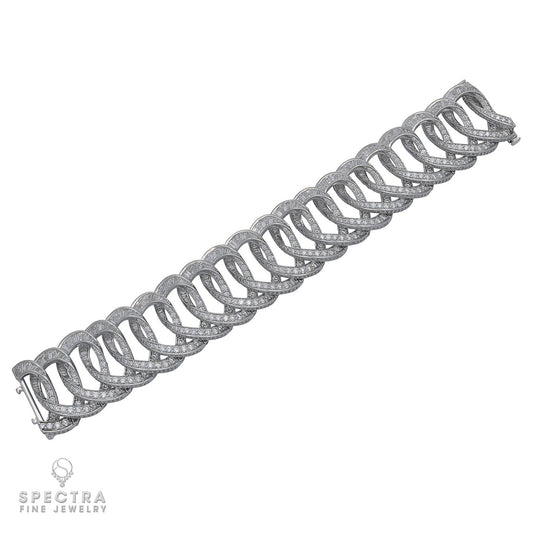 25.05 ct Diamond Pavé Link Bracelet in 18K White Gold - Spectra Fine Jewelry