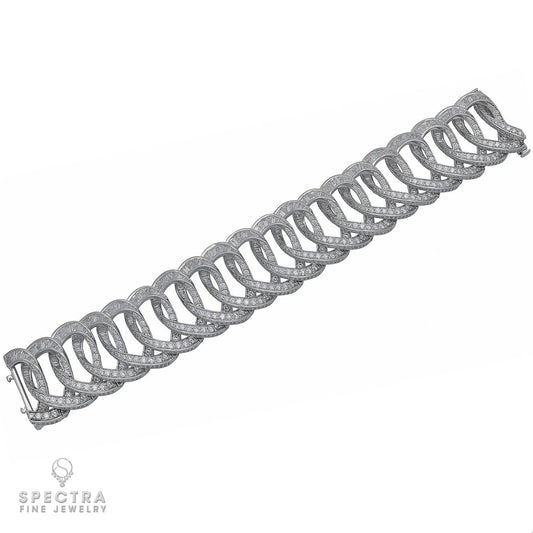 25.75 ct Diamond Pavé “Open Link” Bracelet in 18K White Gold – Spectra Fine Jewelry