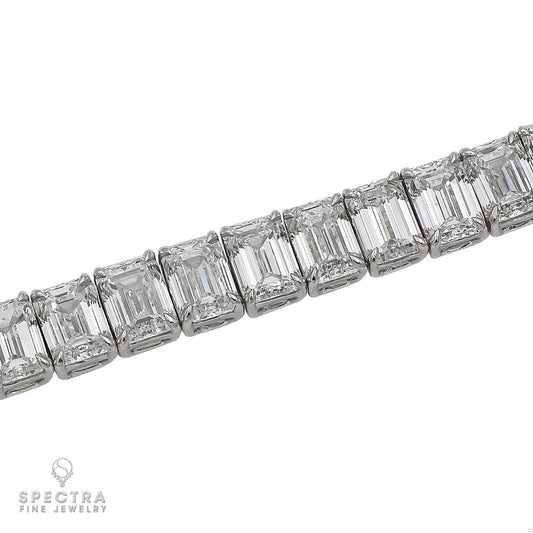 27.95 ct Emerald-Cut Diamond Tennis Bracelet in 18K White Gold – Spectra