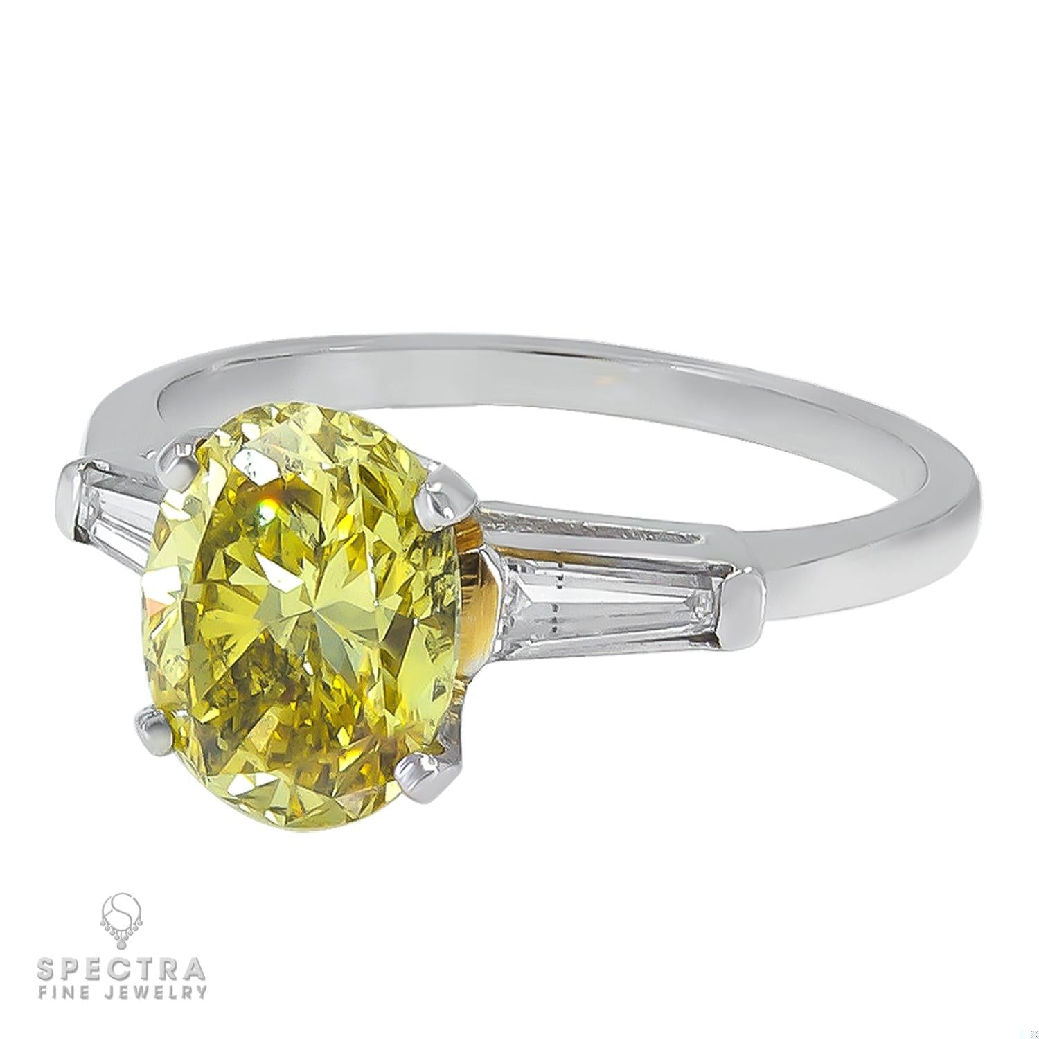 Spectra Fine Jewelry GIA Certified 2.14 Carat Fancy Vivid Yellow Diamond Ring