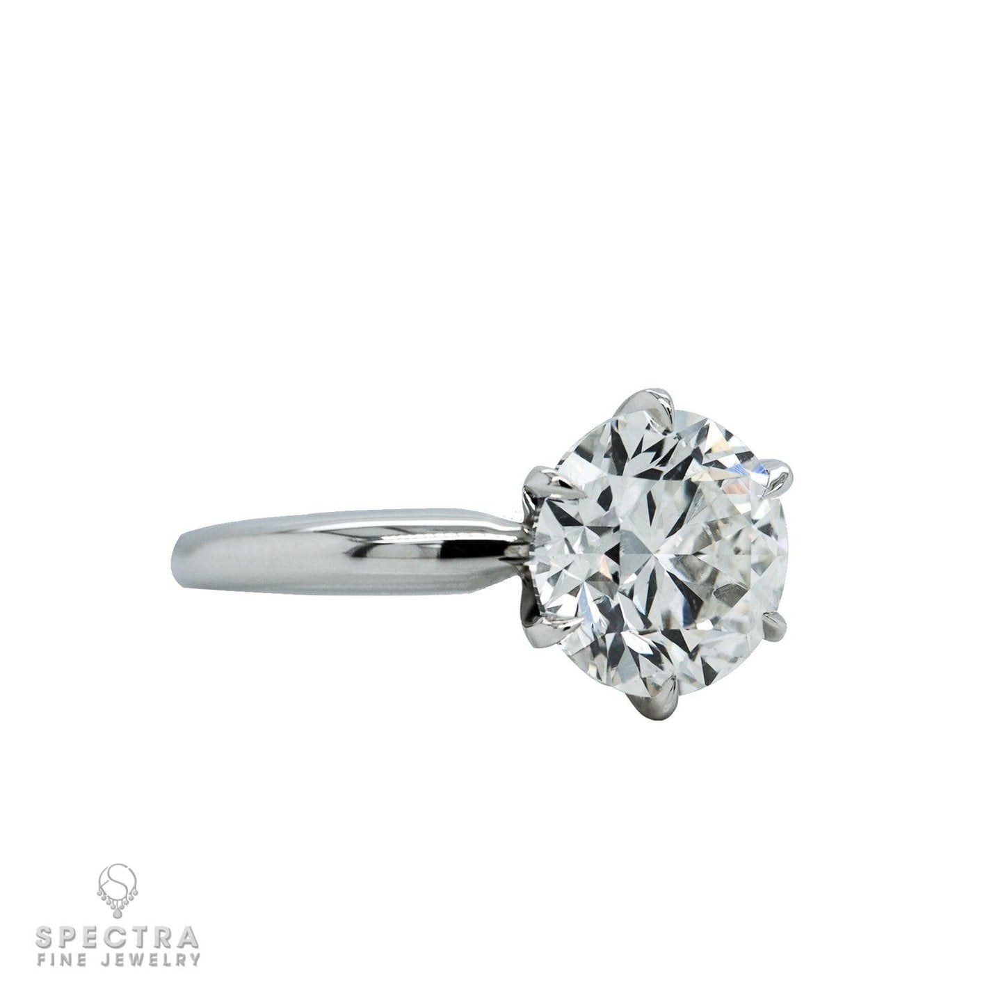 Spectra Fine Jewelry GIA Certified 3.20 Carat Round Diamond Engagement Ring