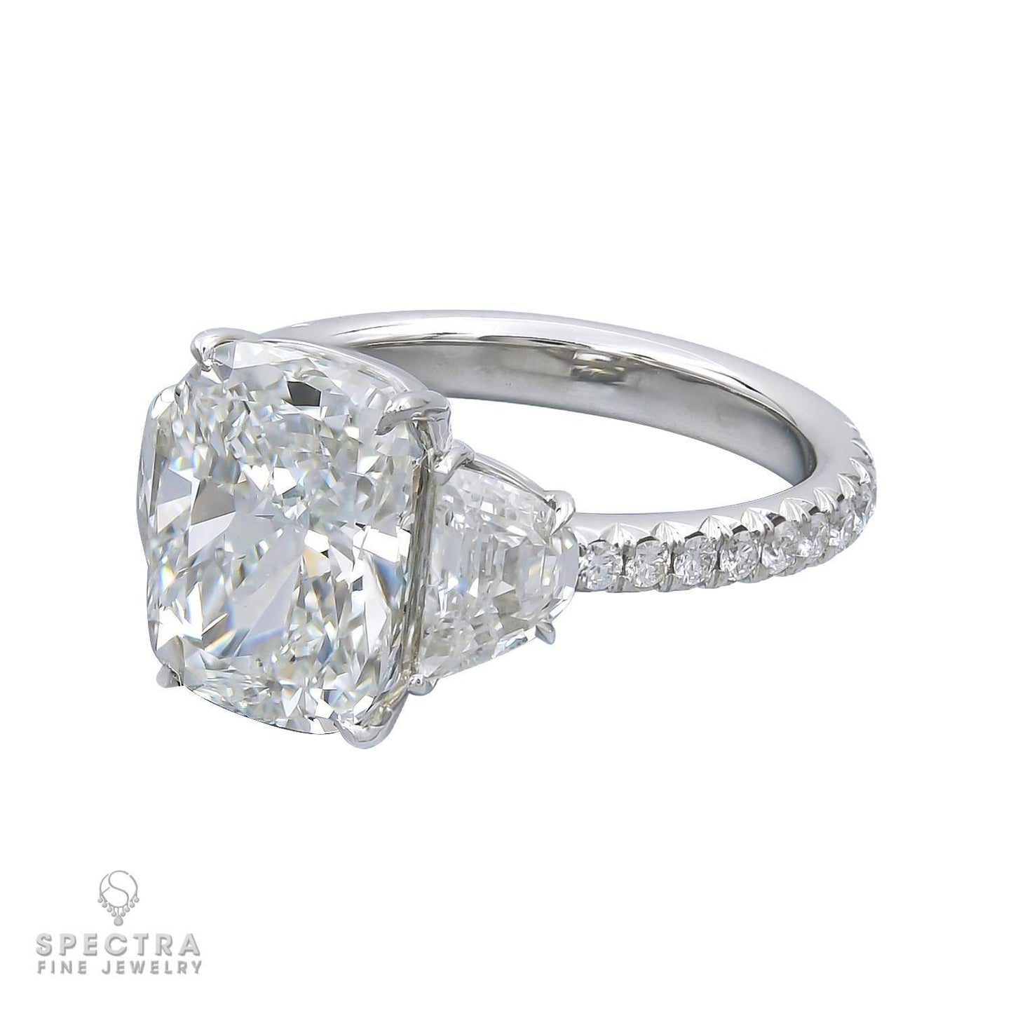 Spectra Fine Jewelry GIA Certified 4.55 Carat H Color Cushion Diamond Ring