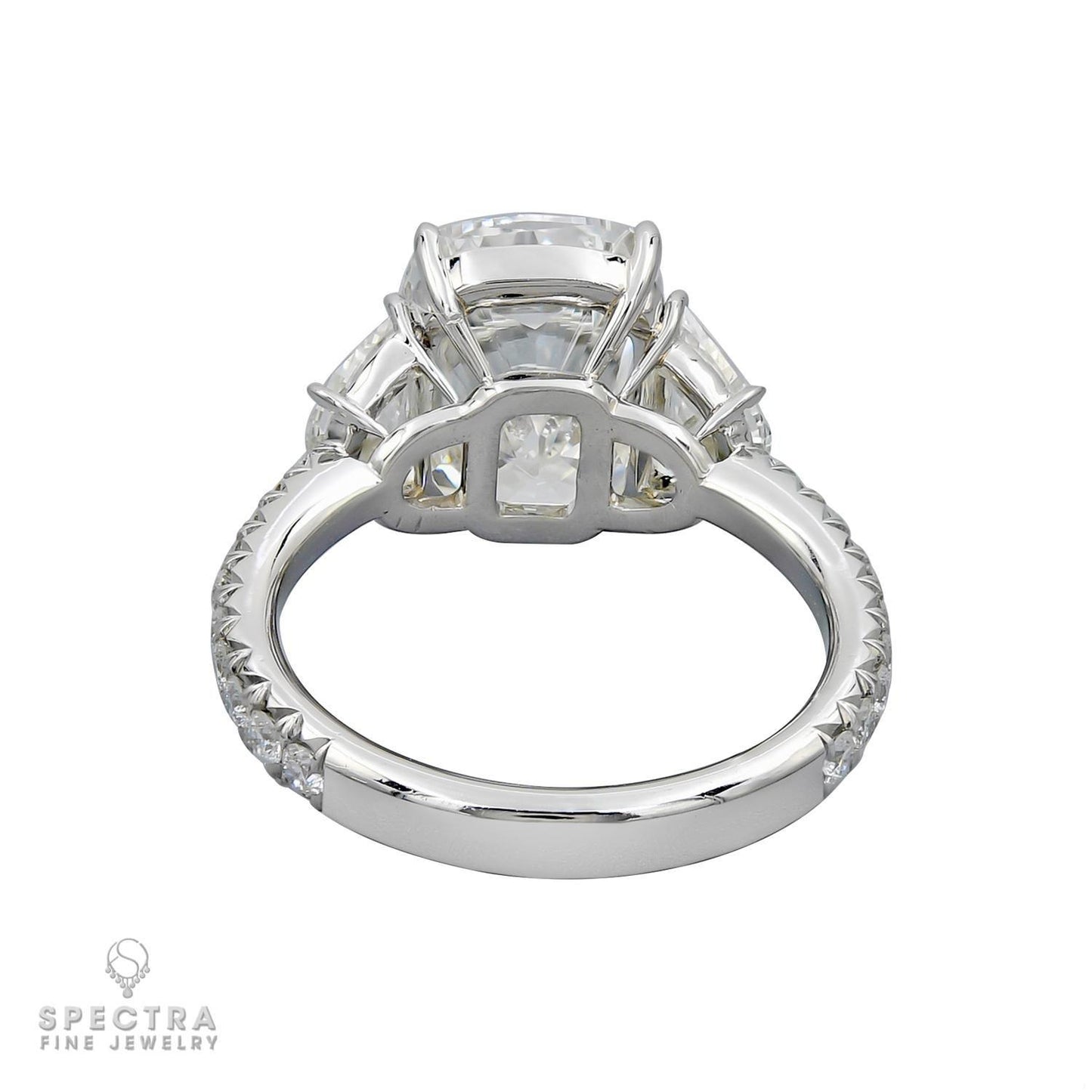 Spectra Fine Jewelry GIA Certified 4.55 Carat H Color Cushion Diamond Ring