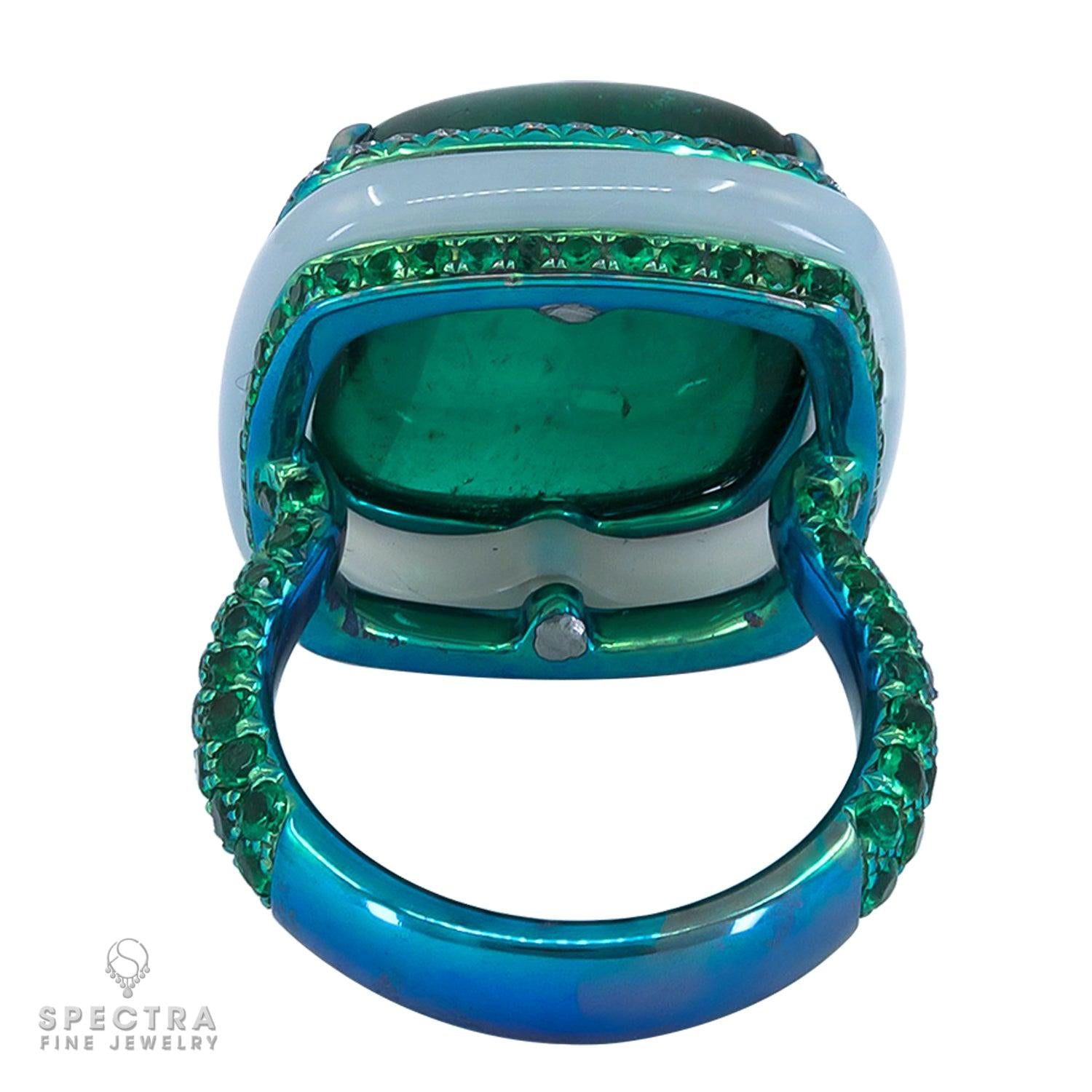 Spectra Fine Jewelry GRS Certified 17.76 Carat Colombian Emerald Diamond Cocktai