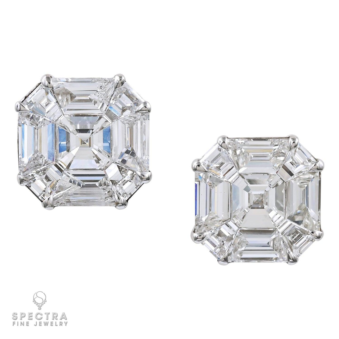 Spectra Fine Jewelry Illusion Ascher Diamond Stud Earrings 10.74ct