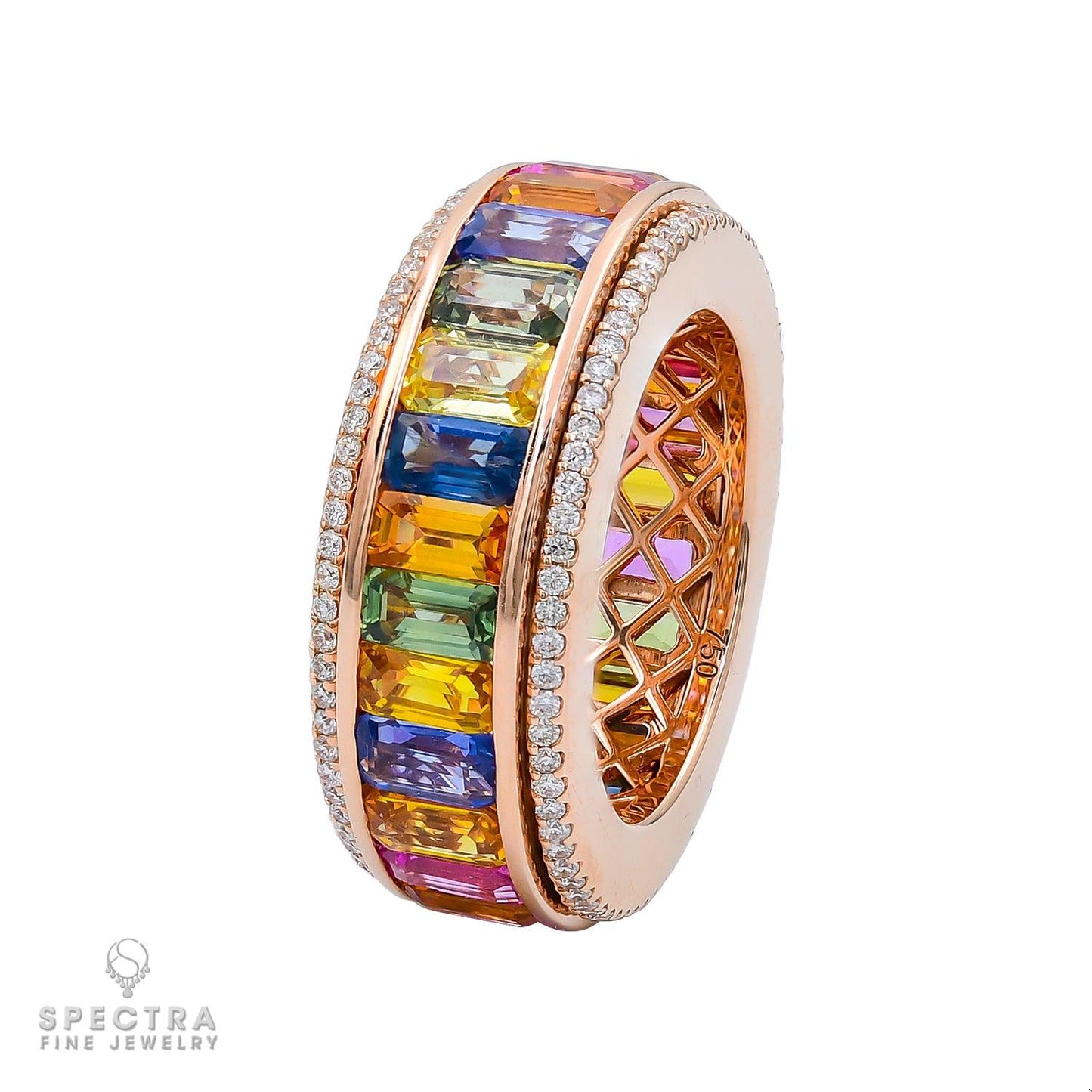 Spectra Fine Jewelry Multi-Color Sapphire Diamond 'Spinning' Ring