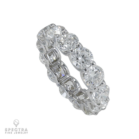 Spectra Fine Jewelry Platinum Wedding Band with 6.06 Carats of Radiant Diamonds