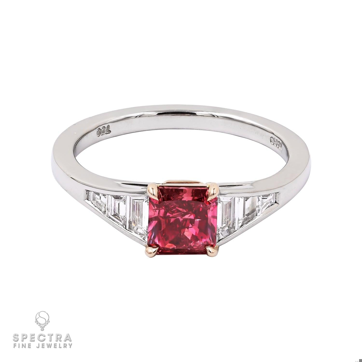 Spectra Fine Jewelry Rare 0.76 Carat Radiant-cut Red Diamond Ring