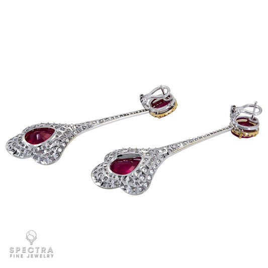 Spectra Fine Jewelry Ruby Diamond Drop Earrings 20.24ct
