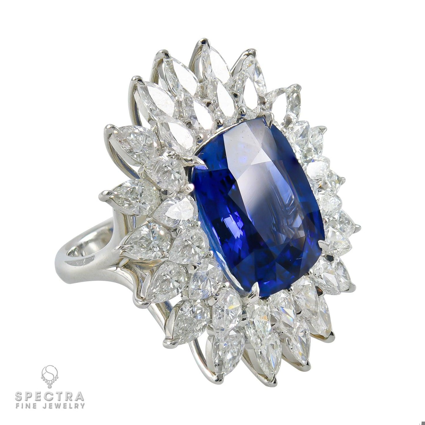 Spectra Fine Jewelry Sapphire Diamond Halo Engagement Ring 15.67ct