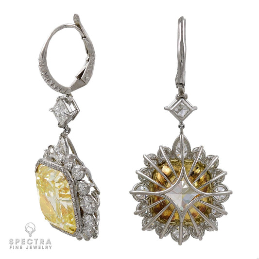 Spectra Fine Jewelry Yellow Diamond Halo Drop Earrings
