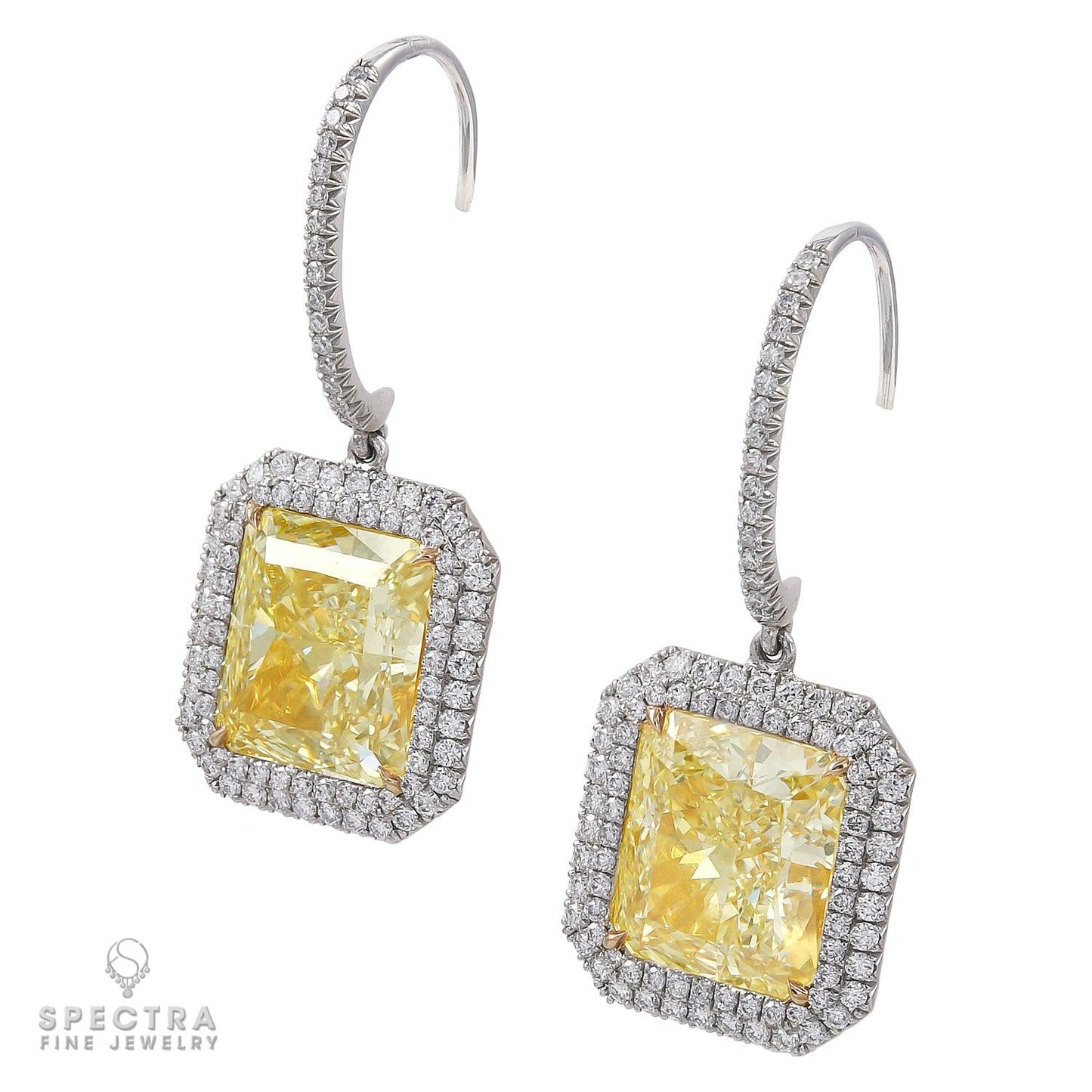 Spectra Fine Jewelry 13.79 cts. Yellow Diamond Halo Drop Earrings