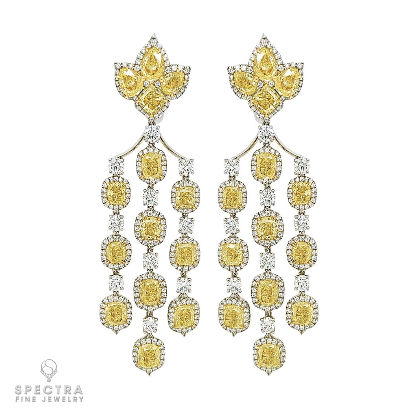 Spectra Fine Jewelry Yellow Diamond Halo Fringe Chandelier Earrings