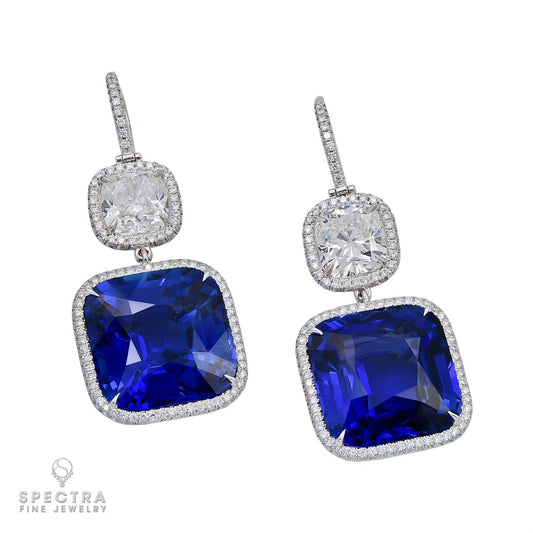 Spectra Fine Jewelry's Sparkling Sapphire Diamond Halo Earrings