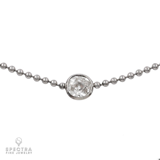 Timeless Elegance: Old Mine Diamond Pendant Necklace in 18k White Gold