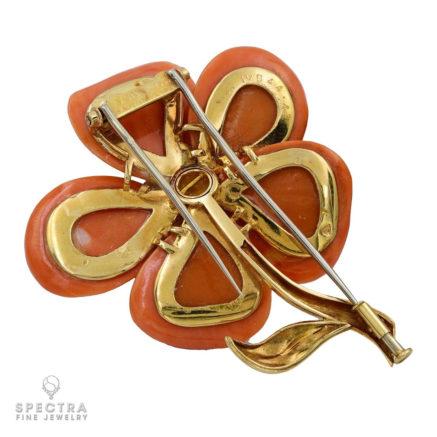 Van Cleef & Arpels Clematis Mid-Century Coral Diamond Brooch