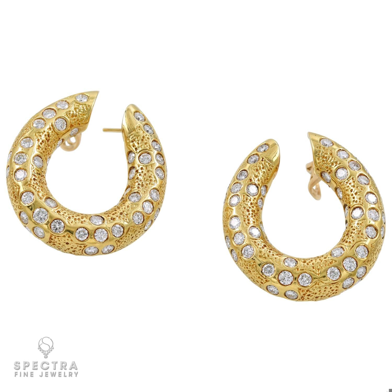 Van Cleef & Arpels Diamond Bombé Ring Hoop Earrings Demi-Parure Suite