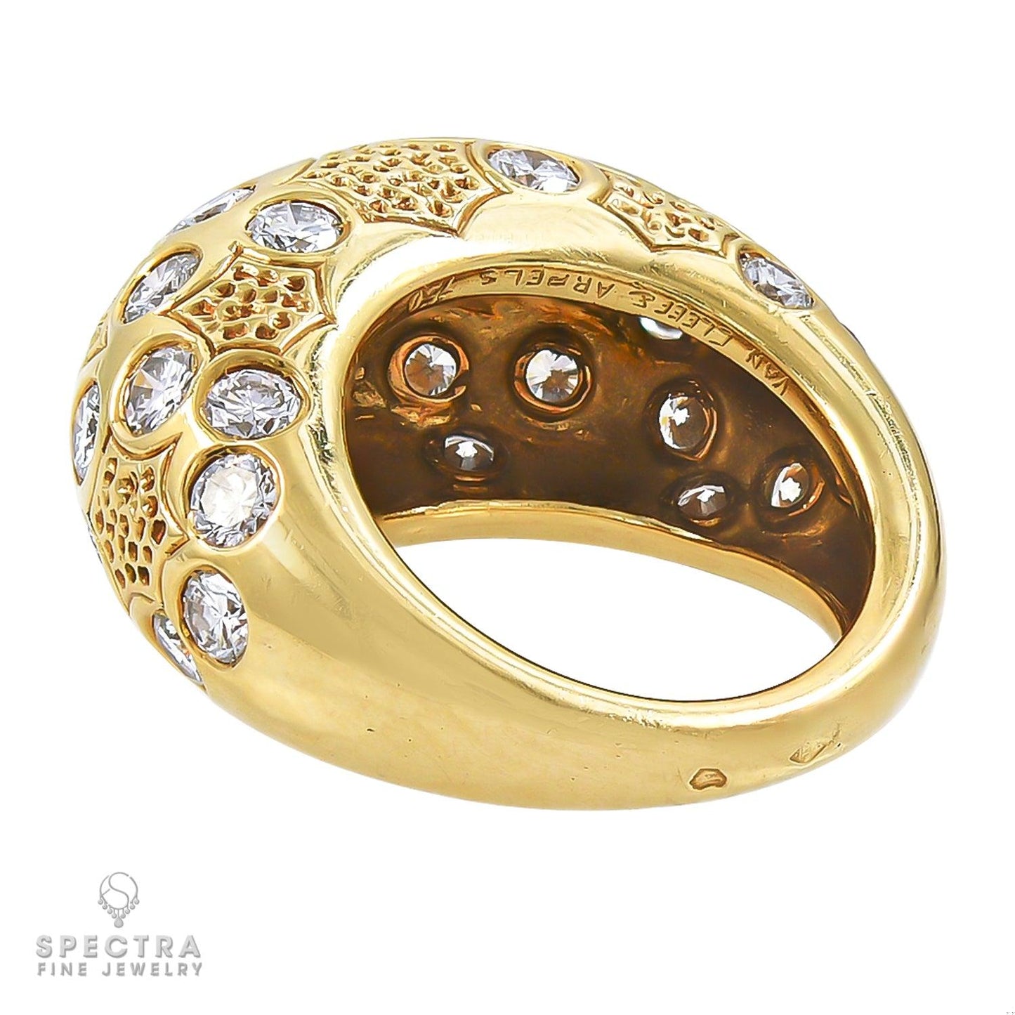 Van Cleef & Arpels Diamond Bombé Ring Hoop Earrings Demi-Parure Suite